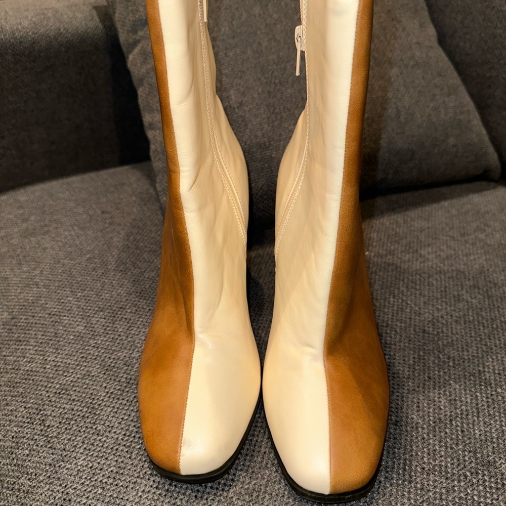 Two-Tone Leather Boots